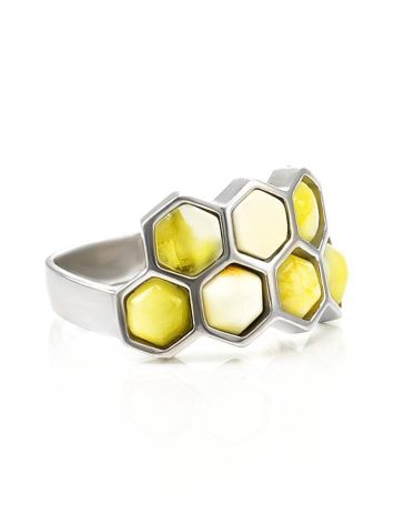 Butterscotch Amber Ring In Sterling Silver The Bee, Ring Size: 11 / 20.5, image 