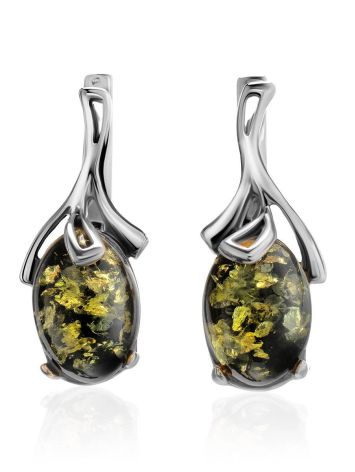 Charming Green Amber Earrings In Sterling Silver The Crocus, image 