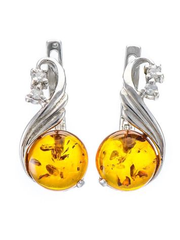 Amber Earrings In Sterling Silver With Crystals The Swan, image 