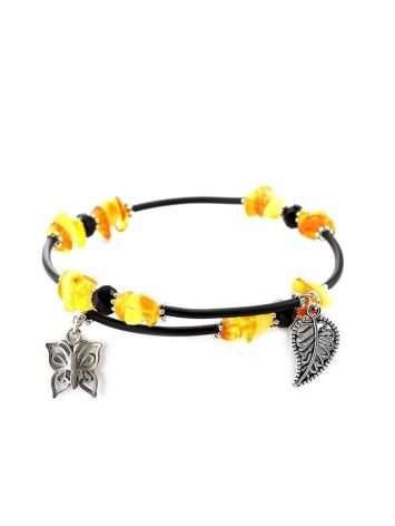 Designer Honey Amber Bangle Bracelet With Dangles, image 