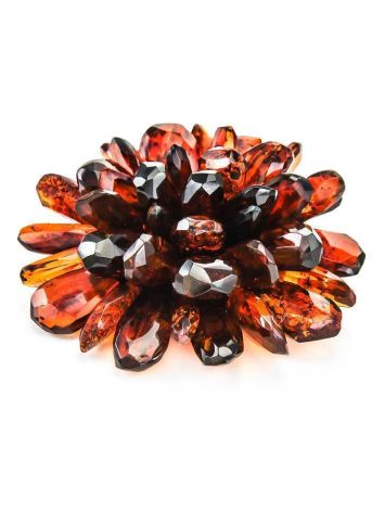 Cherry Amber Brooch The Chrysanthemum, image 