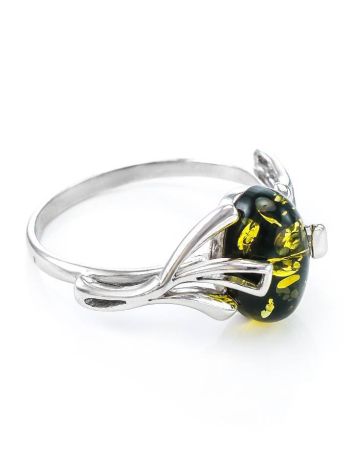 Adorable Sterling Silver Ring With Green Amber The Crocus, Ring Size: 12 / 21.5, image 