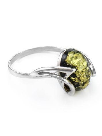 Sterling Silver Ring With Green Amber The Palermo, Ring Size: 13 / 22, image 