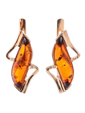 Gold-Plated Amber Earrings The Vesta, image 