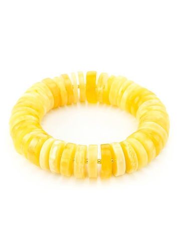 High Polished Honey Amber Beaded Stretch Bracelet, image 