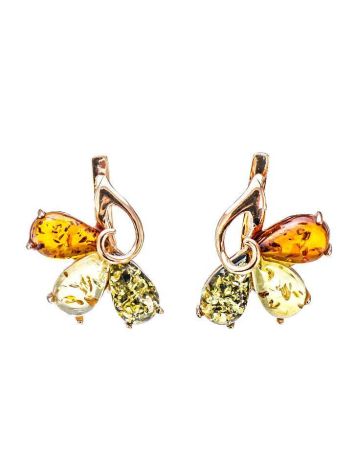 Multicolor Amber Earrings In Gold-Plated Silver The Dandelion, image 