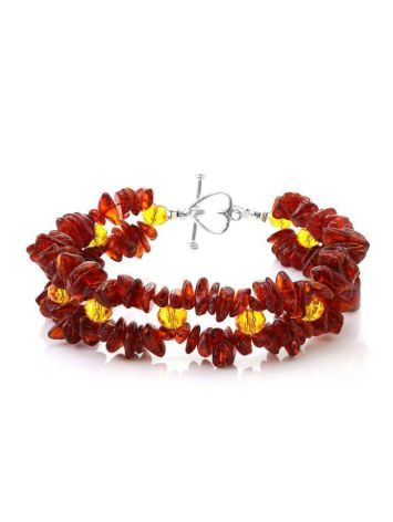 Cherry Amber Designer Bracelet With Glass Beads, image 