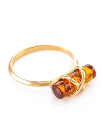 Gold-Plated Ring With Cognac Amber The Scandinavia, Ring Size: 13 / 22, image 