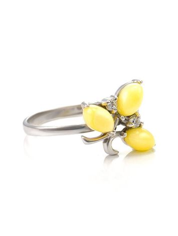 Honey Amber Ring In Sterling Silver With Crystals The Verbena, Ring Size: 13 / 22, image 