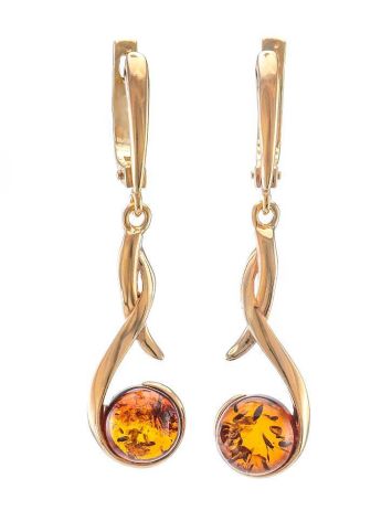 Chic Cognac Amber Earrings In Gold-Plated Silver The Phoenix, image 
