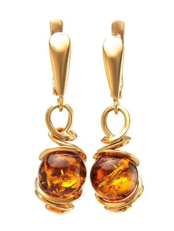 Drop Amber Earrings In Gold-Plated Silver The Flamenco, image 