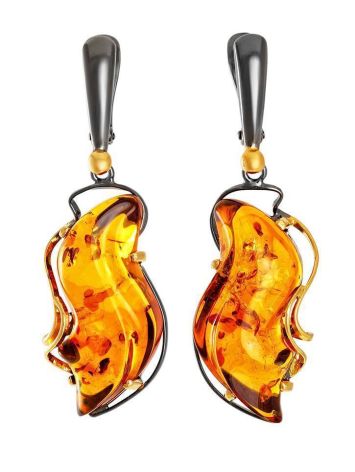 Drop Gold-Plated Amber Earrings The Rialto, image 