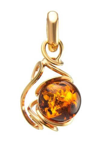 Cognac Amber Pendant In Gold-Plated Silver The Flamenco, image 