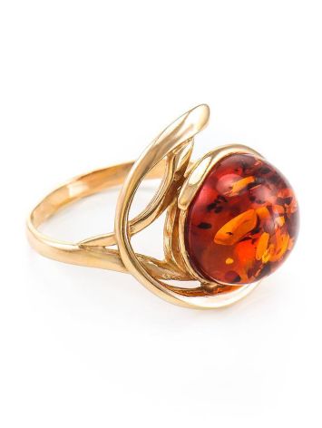 Elegant Amber Ring In Gold-Plated Silver The Phoenix, Ring Size: 4 / 15, image 
