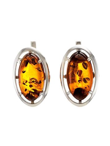 Cognac Amber Earrings In Sterling Silver The Elegy, image 