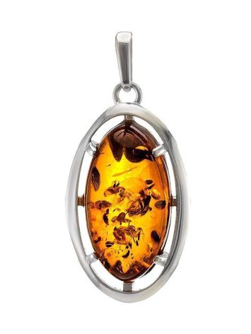 Sterling Silver Pendant With Cognac Amber The Elegy, image 