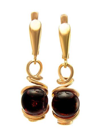 Drop Gold Plated Earrings With Cherry Amber The Flamenco, image 