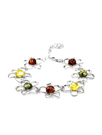 Multicolor Amber Bracelet In Sterling Silver The Daisy, image 