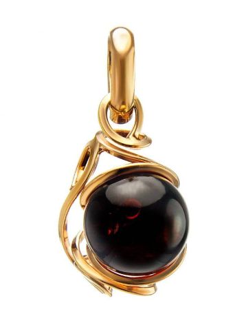 Cherry Amber Pendant In Gold-Plated Silver The Flamenco, image 
