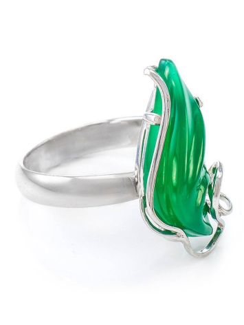 Green Synthetic Onyx Cocktail Ring In Sterling Silver The Serenade, Ring Size: Adjustable, image 