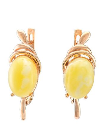 Gold-Plated Earrings With Oval Cut Amber The Sigma, image 