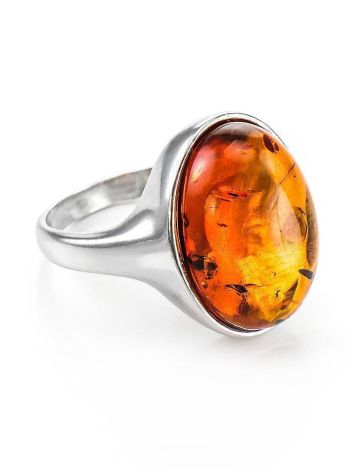 Cognac Amber Ring In Sterling Silver The Goji, Ring Size: 12 / 21.5, image 