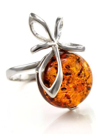 Delicate Amber Ring In Sterling Silver The Paradise, Ring Size: 13 / 22, image 