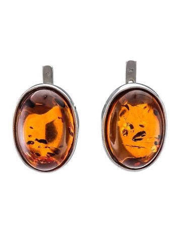 Cognac Amber Earrings In Sterling Silver The Goji, image 