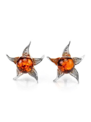 Delicate Amber Studs In Sterling Silver The Persimmon, image 
