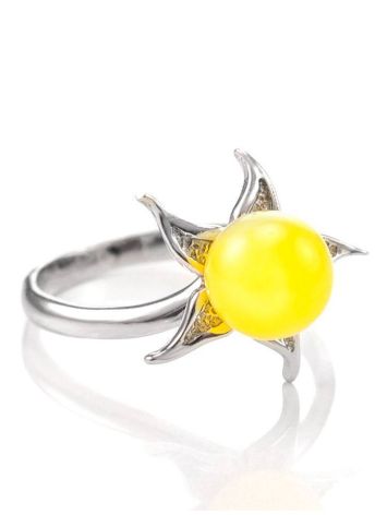 Cute Silver Ring With Honey Amber The Persimmon, Ring Size: 11.5 / 21, image 