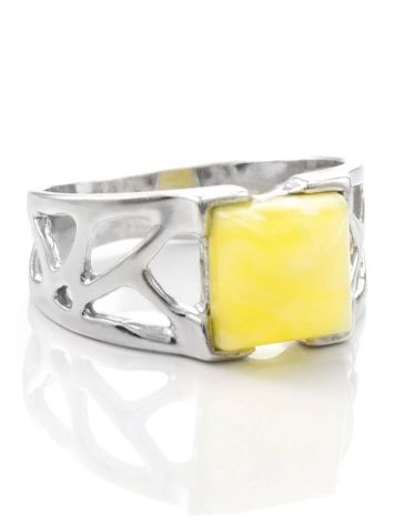Honey Amber Ring In Sterling Silver The Artemis, Ring Size: 13 / 22, image 