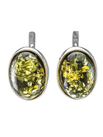 Green Amber Earrings In Sterling Silver The Goji, image 