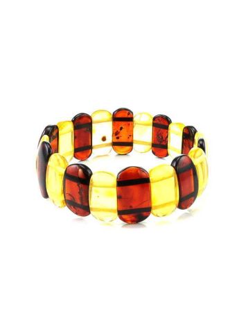 Two-Toned Amber Flat Beaded Stretch Bracelet, image 