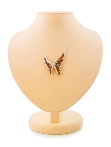 Amber Butterfly Necklace In Sterling Silver The April, image 