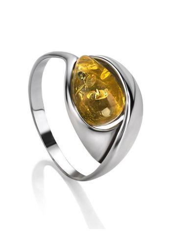 Lemon Amber Ring In Sterling Silver The Peony, Ring Size: 11 / 20.5, image 