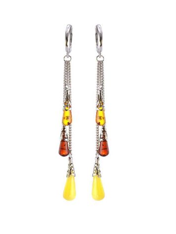 Multicolor Amber Earrings In Sterling Silver The Casablanca, image 
