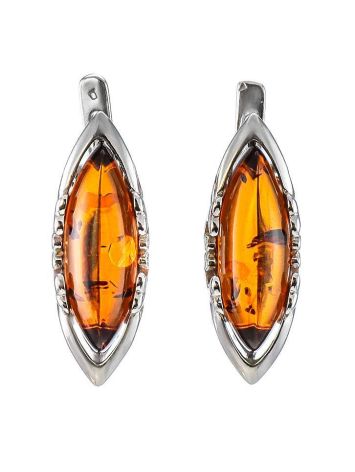 Cognac Amber Earrings In Sterling Silver The Ballade, image 