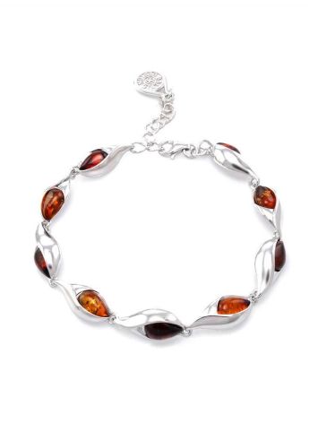 Multicolor Amber Bracelet In Sterling Silver The Peony, image 