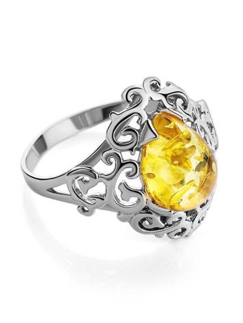 20's Style Amber Ring In Sterling Silver The Luxor, Ring Size: 11 / 20.5, image 