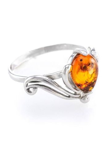 Bright Amber Ring In Sterling Silver The Swan, Ring Size: 13 / 22, image 