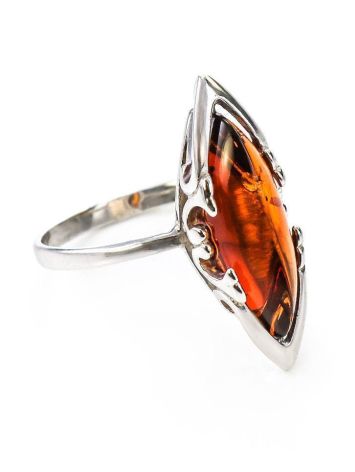 Refined Amber Ring In Sterling Silver The Ballade, Ring Size: 13 / 22, image 