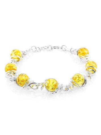 Lemon Amber Link Bracelet In Sterling Silver The Flamenco, image 