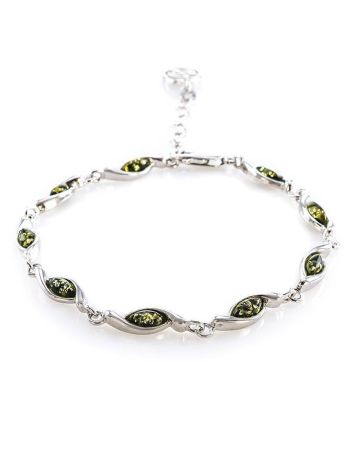 Green Amber Bracelet In Sterling Silver The Liana, image 
