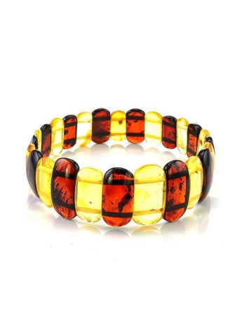 Contrast Two-Toned Amber Flat Beaded Stretch Bracelet, image 
