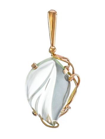 Golden Pendant With Light Blue Synthetic Praziolite The Serenade, image 