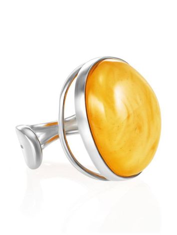 Bold Adjustable Ring With Bright Honey Amber The Glow, Ring Size: Adjustable, image 