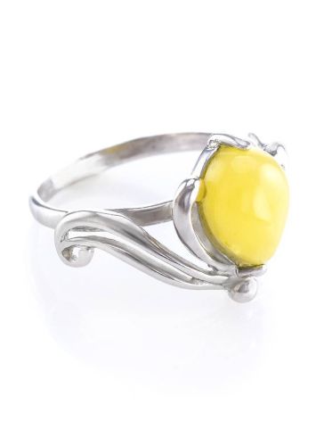 Classy Amber Ring In Sterling Silver The Swan, Ring Size: 13 / 22, image 
