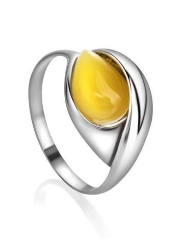Honey Amber Ring In Sterling Silver The Peony, Ring Size: 11.5 / 21, image 