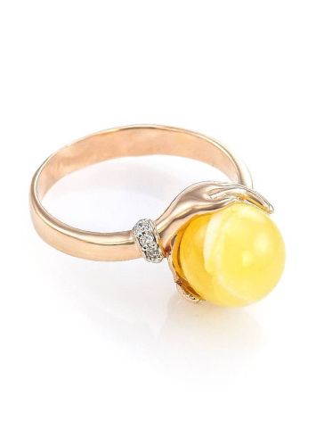 Gorgeous Amber Ring In Gold With Diamonds The Goddess, Ring Size: 5.5 / 16, image 