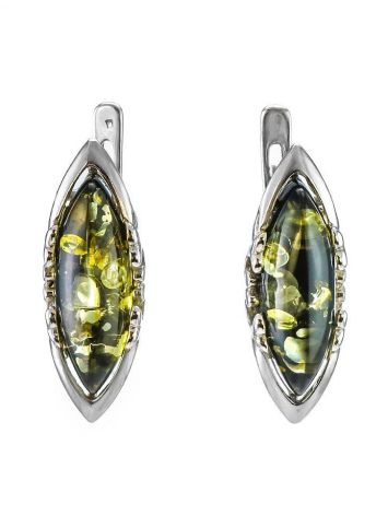 Green Amber Earrings In Sterling Silver The Ballade, image 